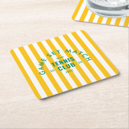 Game Set Match Après Tennis Club Yellow Stripe Kartonnen Onderzetters