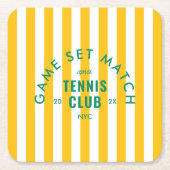 Game Set Match Après Tennis Club Yellow Stripe Kartonnen Onderzetters (Voorkant)