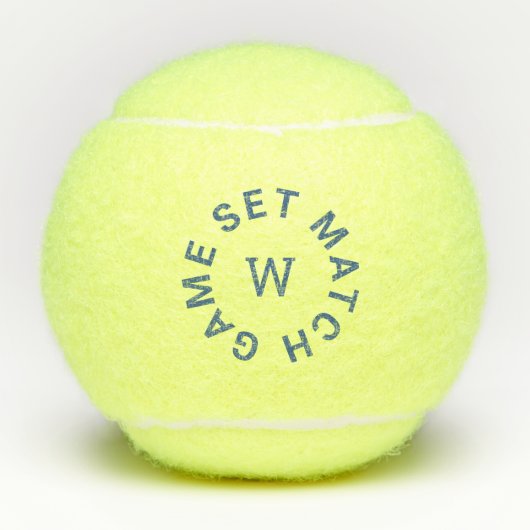 Game Set Match Blauw Monogram Tennisballen (Voorkant)