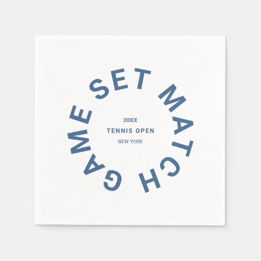 Game Set Match Blauw Tennistoernooi Crest Servet (Voorkant)