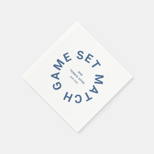 Game Set Match Blauw Tennistoernooi Crest Servet (Hoek)