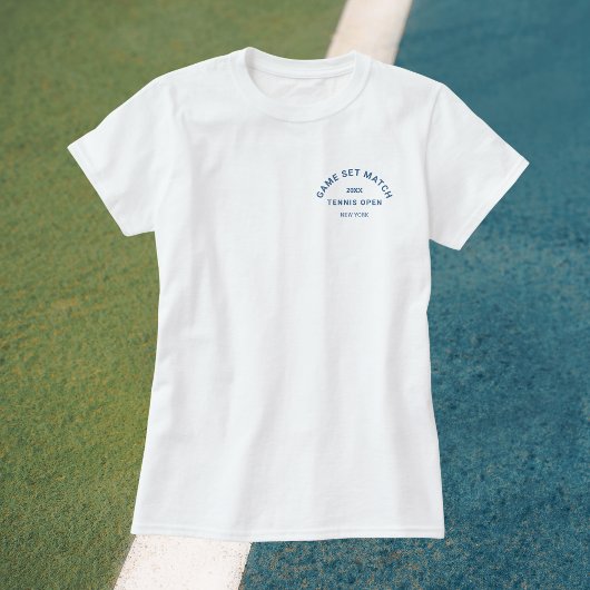 Game Set Match Blauwe Kam Tennis Dames in het Wit T-shirt