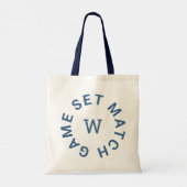 Game Set Match Blauwe Monogram Initiaal Tennis Tote Bag (Achterkant)