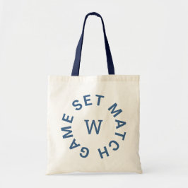 Game Set Match Blauwe Monogram Initiaal Tennis Tote Bag