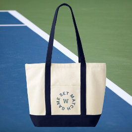 Game Set Match Blauwe Monogram Navy Afwerking Tenn Tote Bag