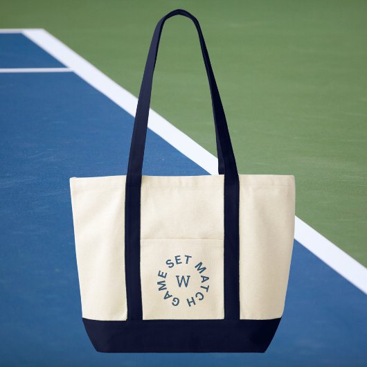 Game Set Match Blauwe Monogram Navy Trim Tennis Tote Bag