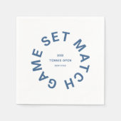Game Set Match Blauwe Tennistoernooi Logo Servet (Voorkant)