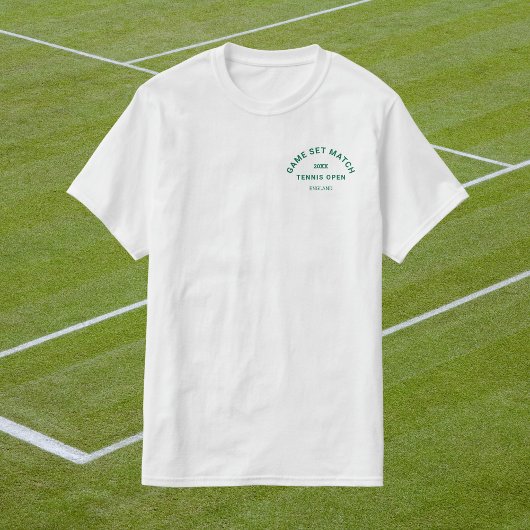Game Set Match Green Crest Heren Tennis Wit T-shirt