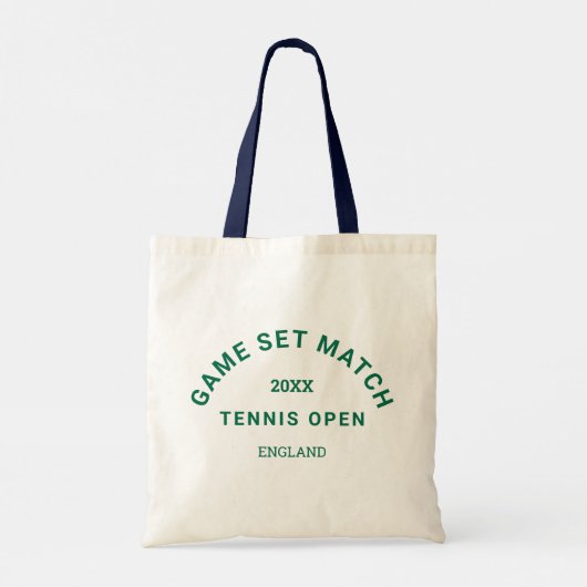 Game Set Match Green Crest Navy Handle Tennis Tote Bag (Achterkant)