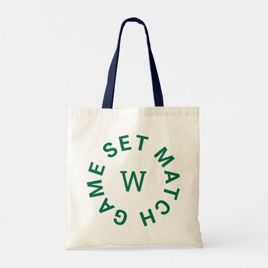 Game Set Match Groen Monogram Navy Handle Tennis Tote Bag (Achterkant)