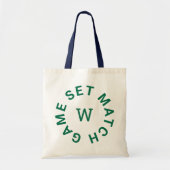 Game Set Match Groen Monogram Navy Handle Tennis Tote Bag (Voorkant)