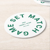 Game Set Match Groen Tennistoernooi Crest Ronde Kartonnen Onderzetter (Gebogen)