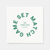 Game Set Match Groen Tennistoernooi Crest Servet (Voorkant)