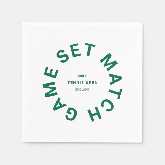Game Set Match Groen Tennistoernooi Crest Servet (Voorkant)