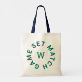 Game Set Match Groene Monogram Navy Handvat Tennis Tote Bag (Achterkant)