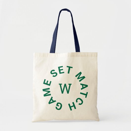Game Set Match Groene Monogram Navy Handvat Tennis Tote Bag (Voorkant)