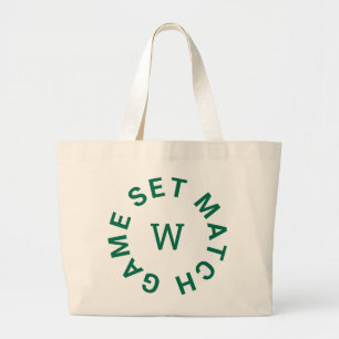 Game Set Match Groene Monogram Tennis Grote Tote Bag