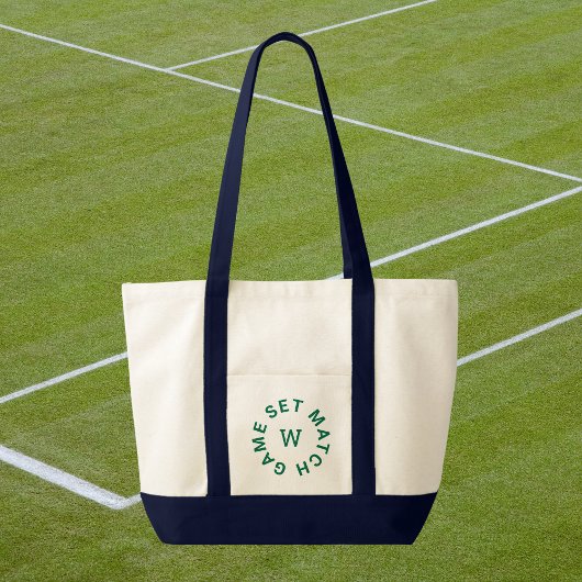 Game Set Match Groene Monogram Tennis Tote Bag