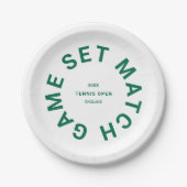 Game Set Match groene tennistoernooi embleem Papieren Bordje (Voorkant)