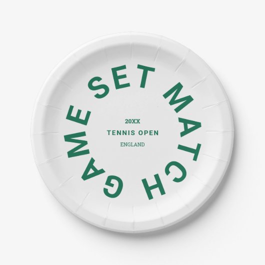 Game Set Match groene tennistoernooi embleem Papieren Bordje (Voorkant)