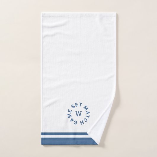 Game Set Match Monogram Blauwe Streep Tennis Handdoek (Handdoek)