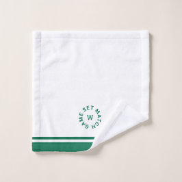 Game Set Match Monogram Groene Streep Tennis Gezic Washandje