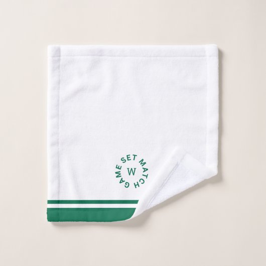 Game Set Match Monogram Groene Streep Tennis Gezic Washandje (Wasdoekje)