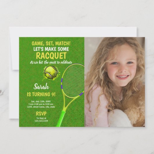 Game Set Match Tennis Birthday Invitation foto Kaart (Voorkant)