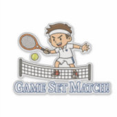 Game Set Match Tennis Cartoon Ontwerp Sticker (Voorkant)