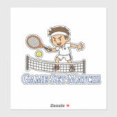 Game Set Match Tennis Cartoon Ontwerp Sticker (Vel)