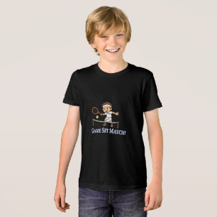 Game Set Match Tennis Cartoon Ontwerp Tri-Blend Shirt
