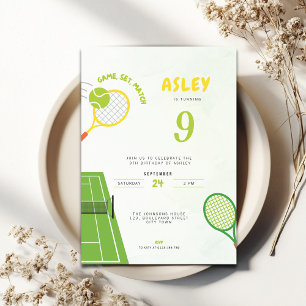 Game, Set, Match Tennisfeestje Trendy 9e Verjaarda Kaart