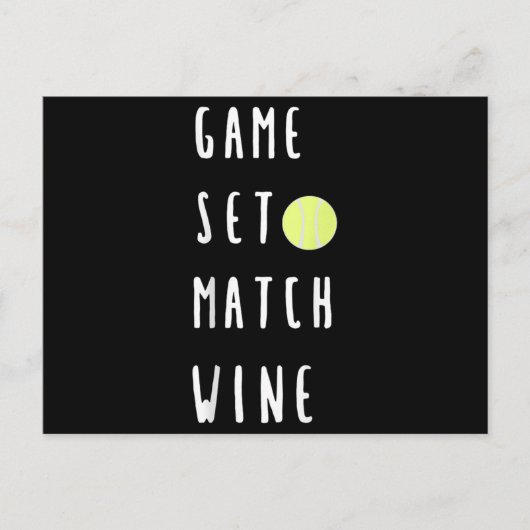 Game Set Match Wine Lover Tennis Player Aankondigingskaart (Voorkant)