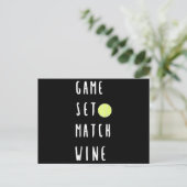 Game Set Match Wine Lover Tennis Player Aankondigingskaart (Staand voorkant)