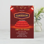 Game show red carpet party-uitnodiging kaart (Staand voorkant)