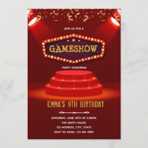 Game show red carpet party-uitnodiging kaart