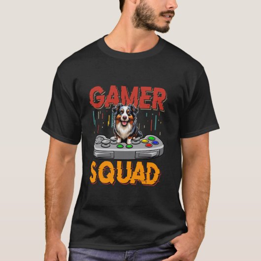 Game Squad Schattige Australian Shepherd Game C T-shirt (Voorkant)