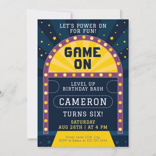 Game Start Arcade verjaardagsfeestje Kaart (Voorkant)