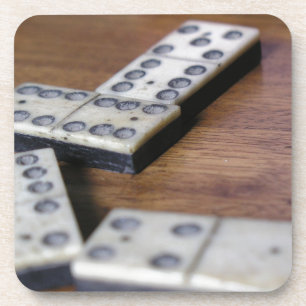 Game Table Domino Dominoes Wood Oud spel Drankjes Onderzetter