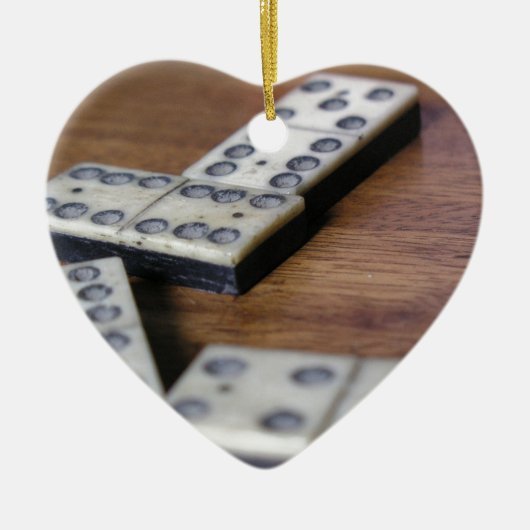 Game Table Domino Dominoes Wood Oud  spel Keramisch Ornament (Voorkant)