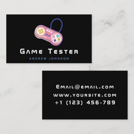 Game-tester Cute Retro Controller Gamer Developer Visitekaartje (Voorkant / Achterkant)