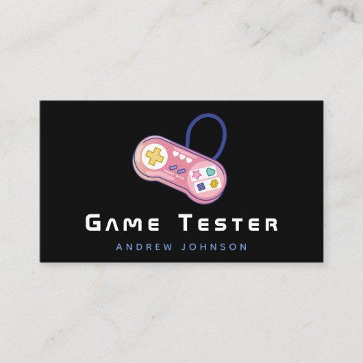 Game-tester Cute Retro Controller Gamer Developer Visitekaartje (Voorkant)