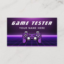 Game Tester Developer Gamer Futuristic Paarse Visitekaartje