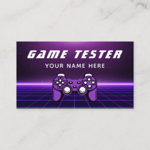Game Tester Developer Gamer Futuristic Paarse Visitekaartje