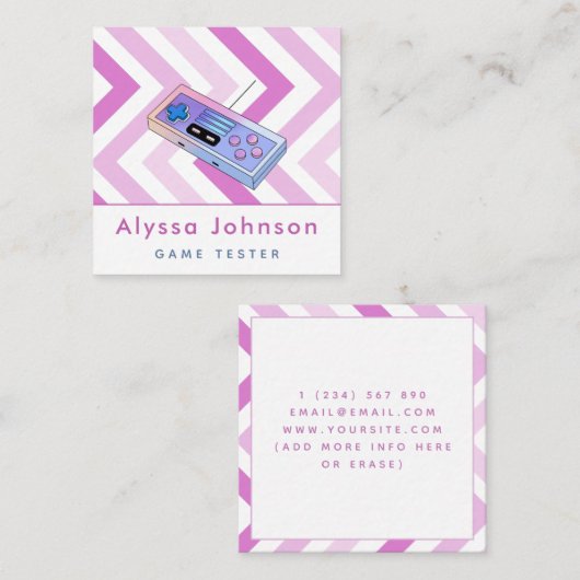 Game Tester Ontwikkelaar Retro Controller Gadget L Vierkante Visitekaartje (Voorkant / Achterkant)
