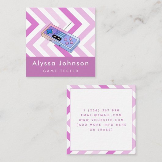 Game Tester Ontwikkelaar Retro Controller Gadget P Vierkante Visitekaartje (Voorkant / Achterkant)