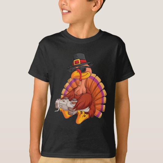Game Thanksgiving Turkije Gamer Boys Kinder Tiener T-shirt (Voorkant)