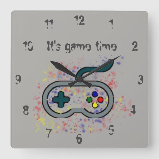 Game-tijd-gamingklok Vierkante Klok (Voorkant)