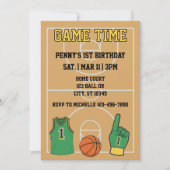 Game Time, Basketball 1st Birthday Kaart (Voorkant)