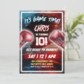 Game Time Boxing Thema Verjaardagsfeest Kaart (Staand voorkant)
